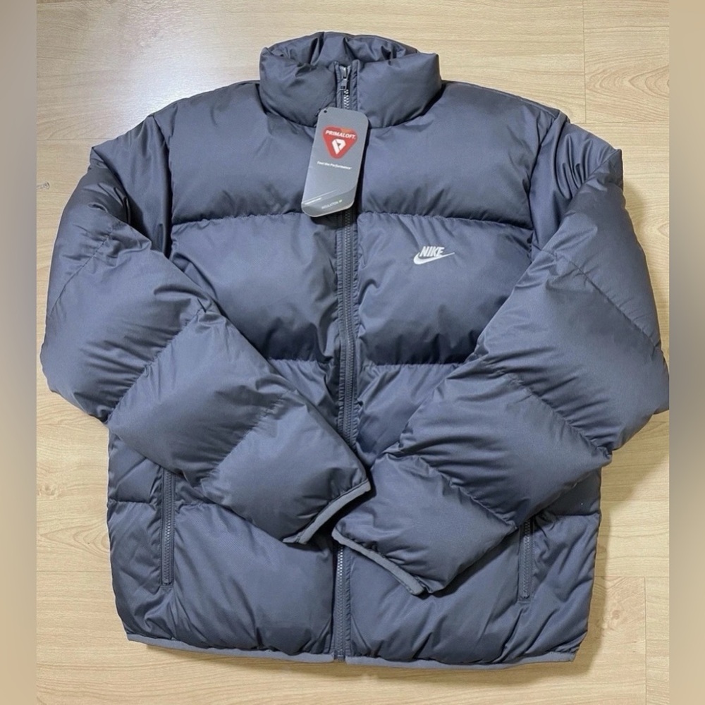 Nike Primaloft 🔥 Iron Grey Puffer Jacket Coat Sportswear Club Sz L FB7368-068